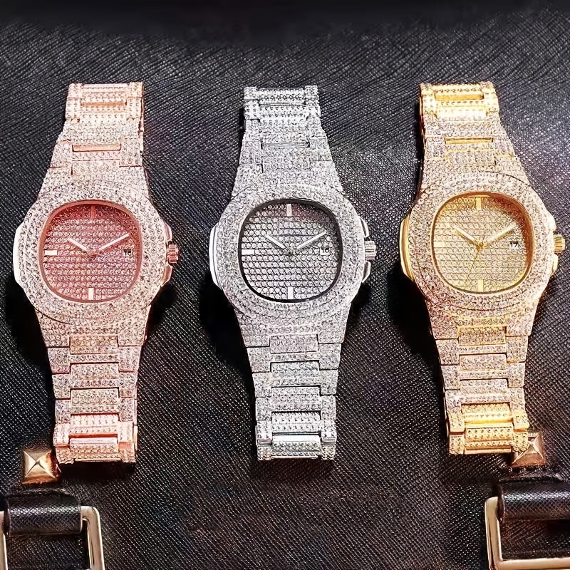 Jewelry Diamond Watches - 1 szt. Popularny hip-hopowy pełny sztuczny