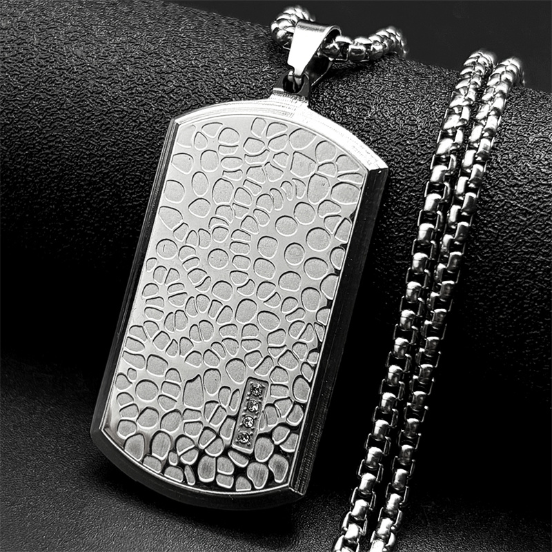 Mens Dog Tag Necklace - Retro naszyjnik męski ze stali nierdzewnej