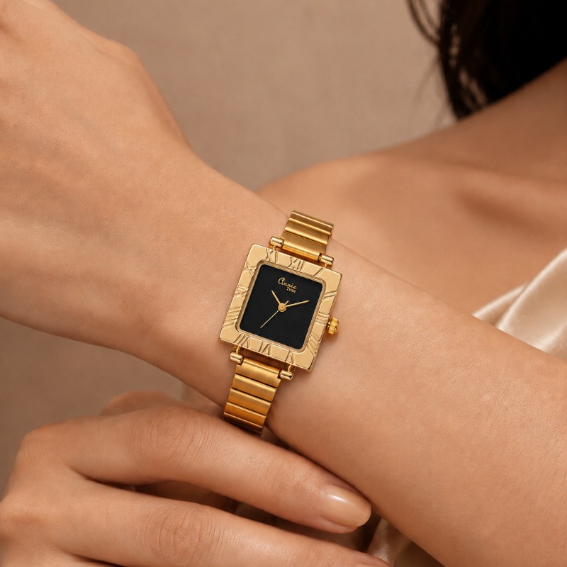 Jewelry Watches For Kids - Luksusowy Złoty Kwadratowy Damski Zegarek Kwarcowy