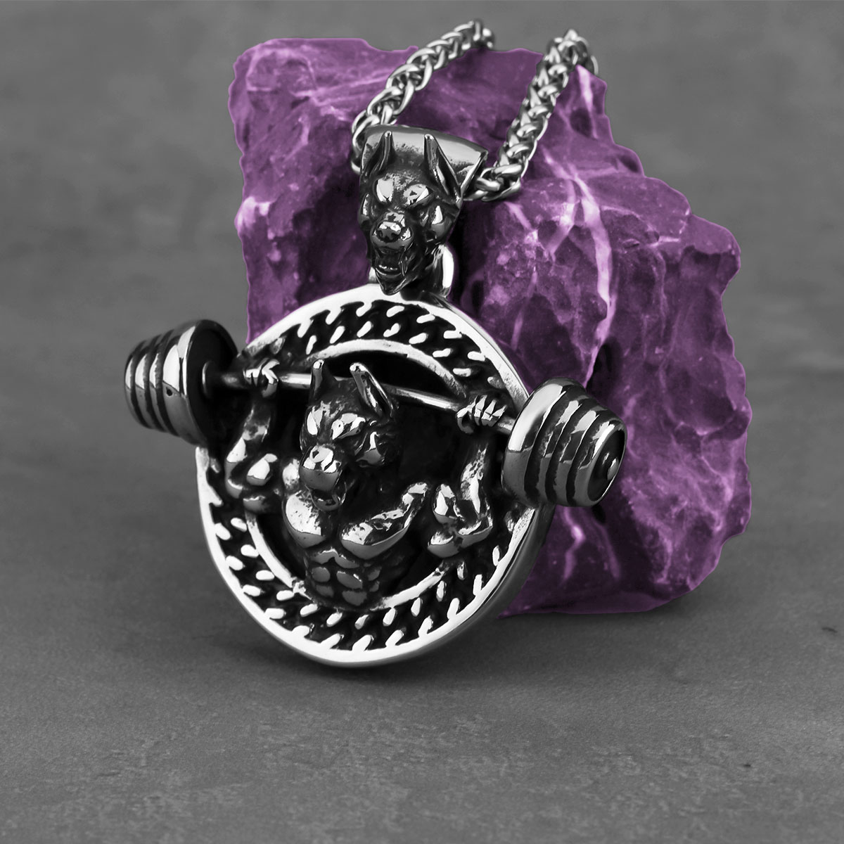 Mens Dog Tag Necklace - Kreatywny projekt sztanga naszyjnik fitness gotycki
